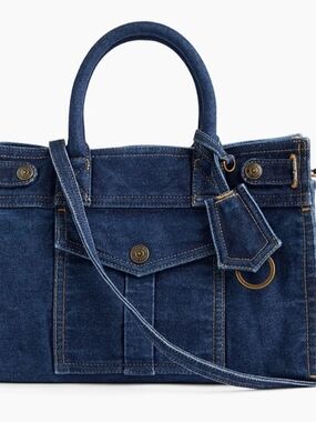 Viral "Girkin" Denim Tote Handbag in Deep Blue